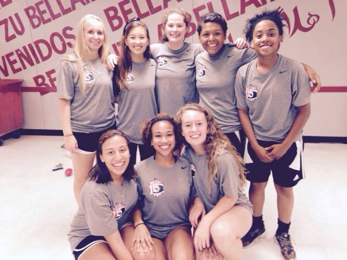 2014-2015 seniors. Top row left to right: Natasha Schepps, Mackenzie Ward, Clare O’Gara, Heidi Vargas, Lindsey Bengue, bottom: Devyn Polidore, Maia Rice, Kelly Jackson. Photo Credit: Casey Toy