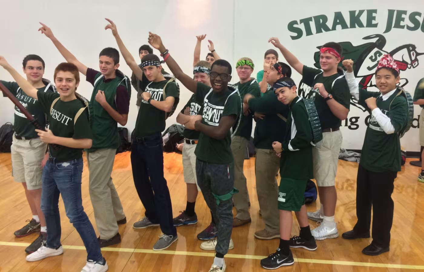 Crusader Crew leader Clark Palmer dresses his freshmen up as "Teenage Jesuit Ninja Turtles." (Photo: Reese Rosales)
