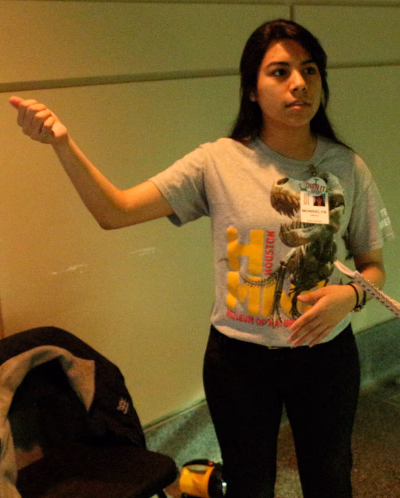 Employee Monselyn loves her job at the museum.