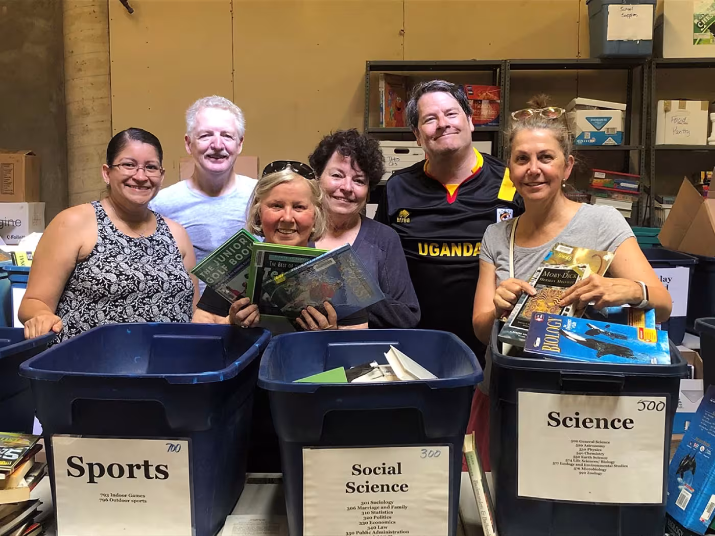 Volunteers at the warehouse