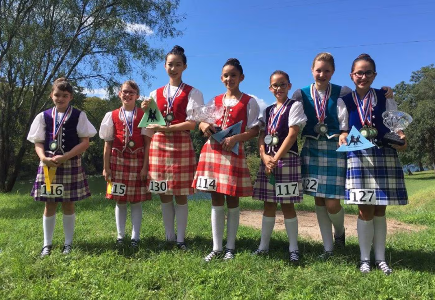 Pearl Zhang with lower and middle school dancers