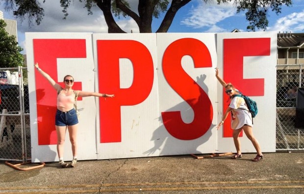 Pictured (from left) are friends Elisabeth Lyles and Taylor Phillips, who both graduated from Memorial High School, enjoying Free Press Summer Festival.