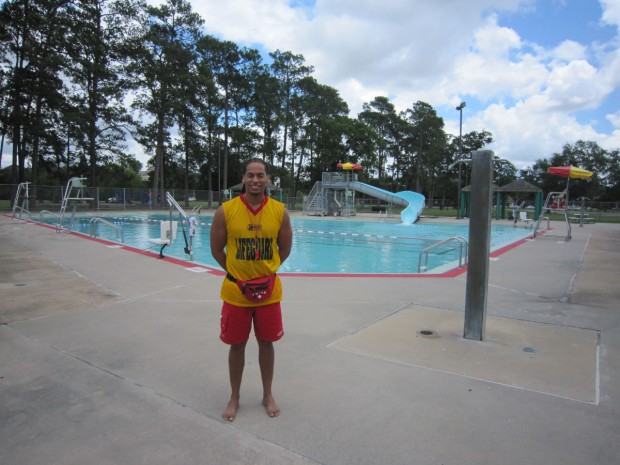 Leonard Castleberry uses his job as a lifeguard to stay in shape and become a better swimmer.