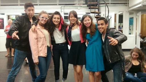 Hip Hop eMotion Dance Company dancers dressed up for “50’s Day” during Bellaire High School’s Spirit Week. (From left): Paul Kim, Greer Blitzer, Sena Sarikaya, Hina Kuroda, Stefy Navarro, and Saul Torres.