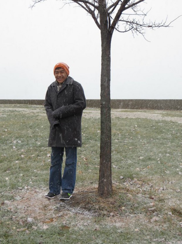  Public Forum Debater Bowen Song encounters the Chicago snow at the Glenbrooks tournament.