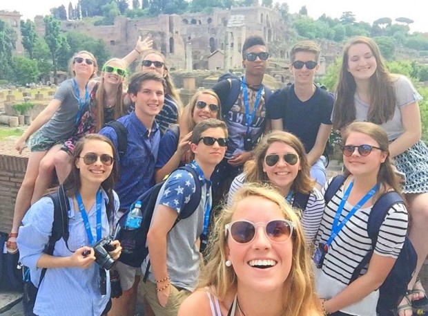 Students enjoying Pompeii.