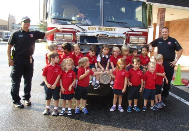 West U Fire Department visits St Mark's Episcopal School