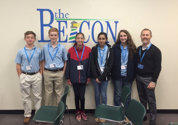 St. Mark's Episcopal School eighth graders volunteering at The Beacon