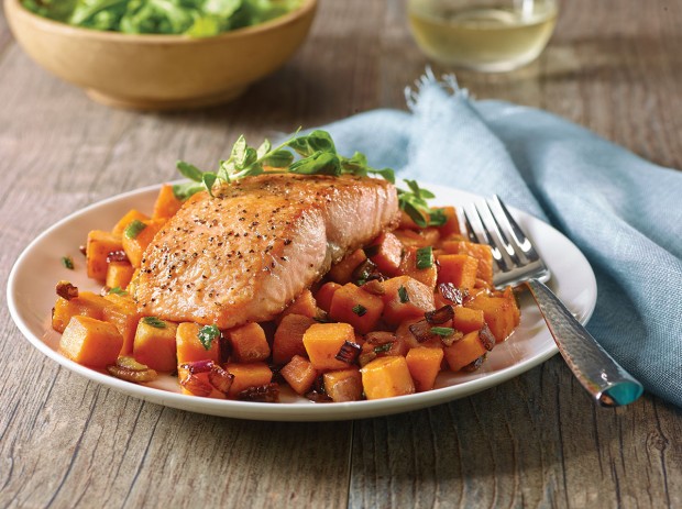 There's a little something for everyone, including sweet potato hash with salmon, at Table 57 at H-E-B.