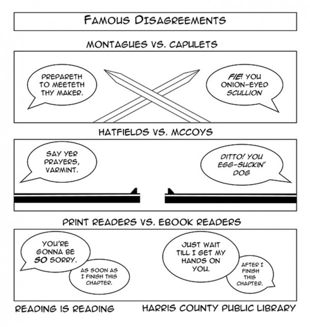 Print vs. e-book cartoon