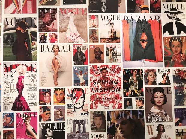 Wall of magazine covers