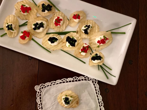 Potato Chips with Crème Fraiche and Caviar