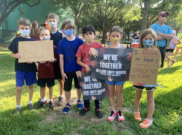 Kids participating in march