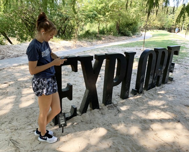 Scan QR codes on Buffalo Bayou