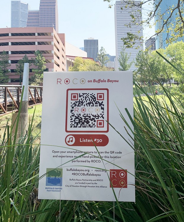 Scan QR codes on Buffalo Bayou