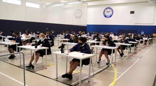 Year 11 students taking exams