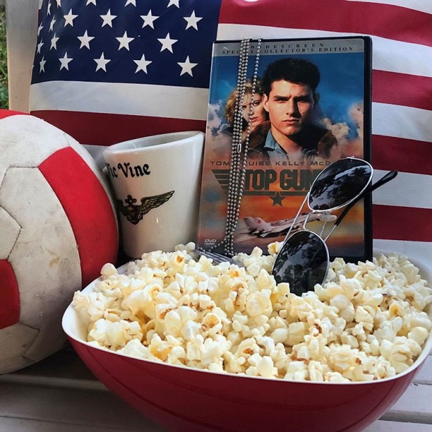 Top Gun DVD and popcorn