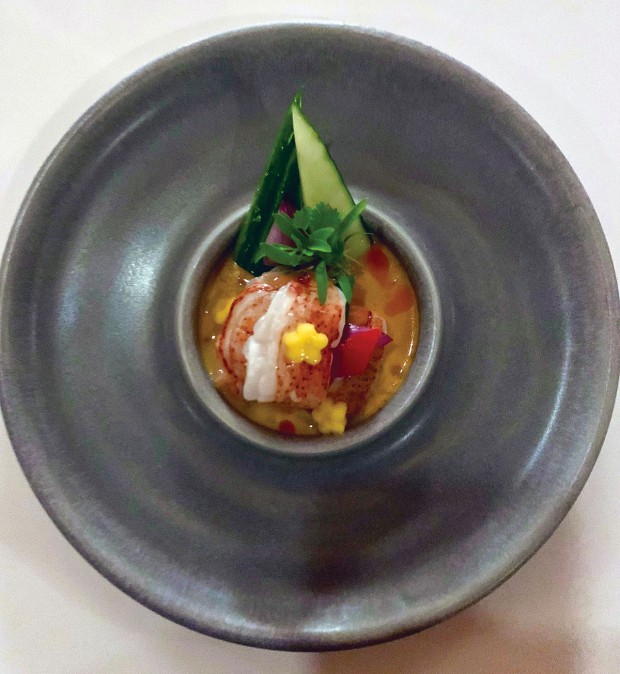lobster ceviche with mango flower