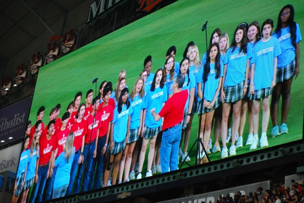 choir on baseball field