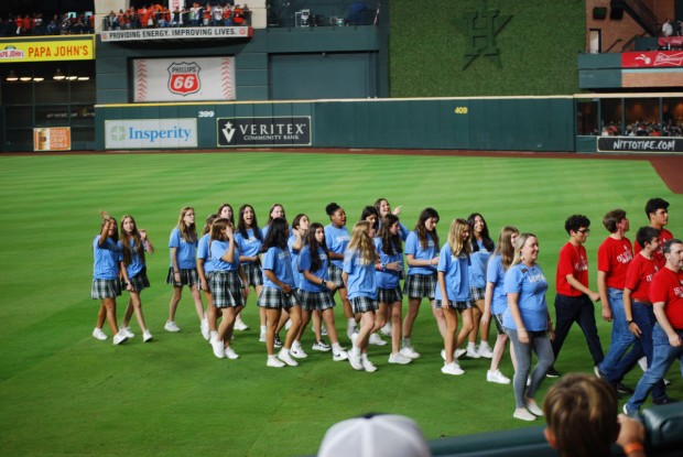 choir on baseball field