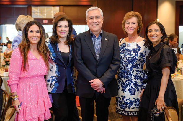 Courtney Zavala, Laura Ward, honoree Bill Balleza, Harris County District Attorney Kim Ogg, and Crime Stoppers’ chief executive officer Rania Mankarious
