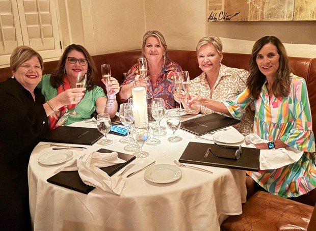 Courtney McAninch, Lisa Heard, birthday girl Kristi Barnhill, Terasa Schuller, and Beryl Gibson