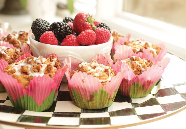 Strawberry Streusel Muffins with Key Lime Glaze