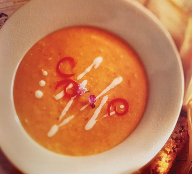 Corn, Red Pepper and Leek Soup