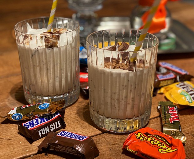 Halloween Candy Milkshakes with Marshmallow Cream