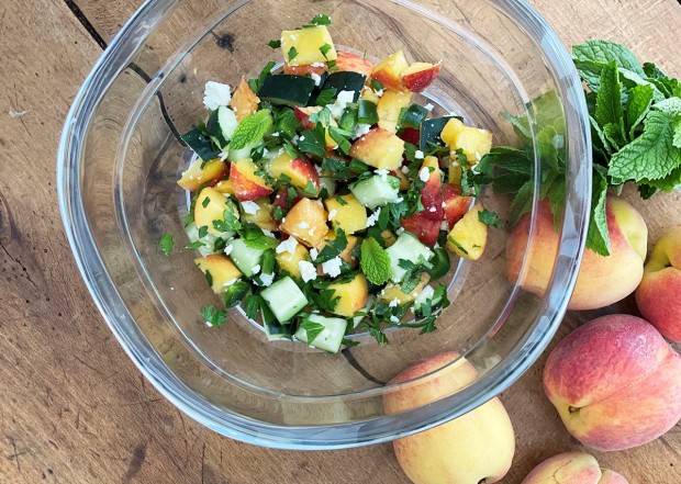 Summer Peach, Cucumber and Mint Salad