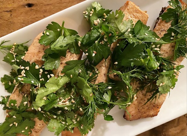 Salmon with Sesame and Herbs