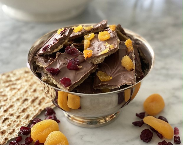 Chocolate Matzah with Dried Apricots and Cranberries