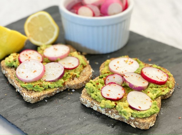 Crunchy Avocado Toast with Radishes and Flaky Salt