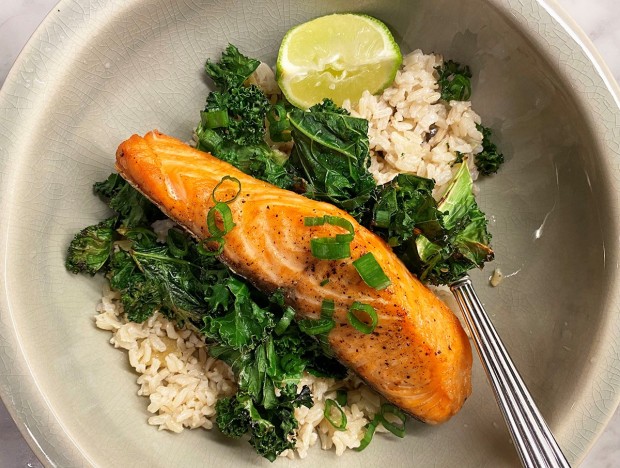 Salmon Bowls with Coconut-Ginger Rice