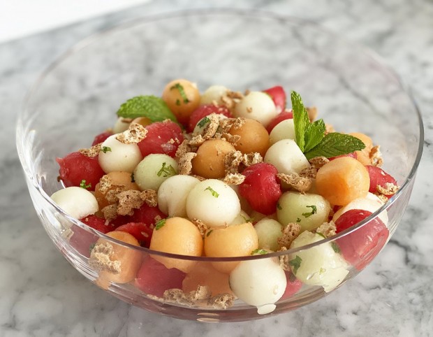 Cold Melon with Mint and Amaretti Cookie Crumbles