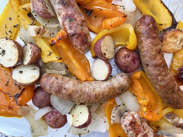 Sheet Pan Sausage, Peppers, and Potatoes