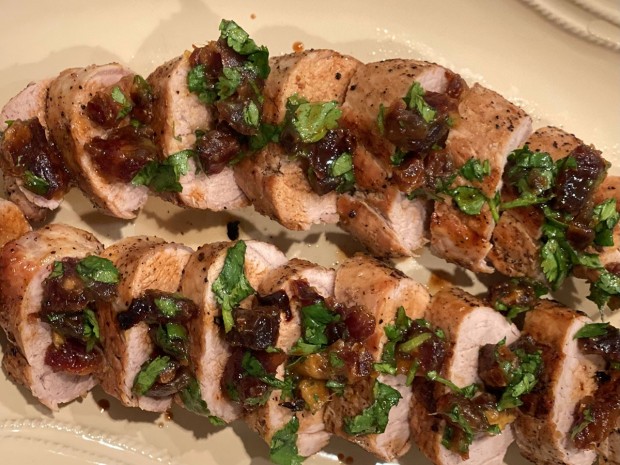 Pork Tenderloin with Date and Cilantro Relish