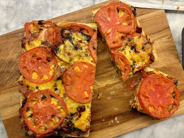 Tomato Slab Pie with Bacon and Herbs