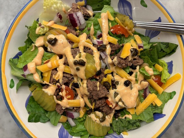 Burger Bowl with Special Sauce and Crispy Capers
