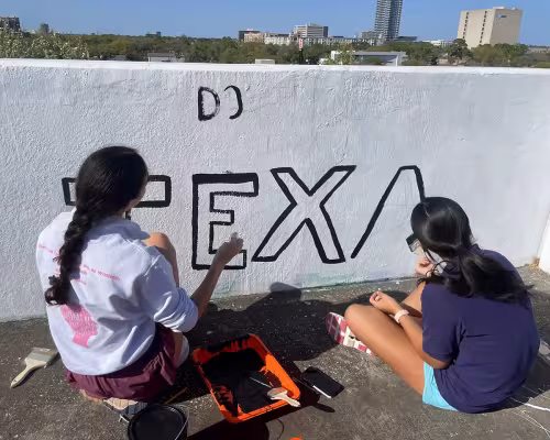 Students paint a mural