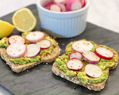 Crunchy Avocado Toast with Radishes and Flaky Salt