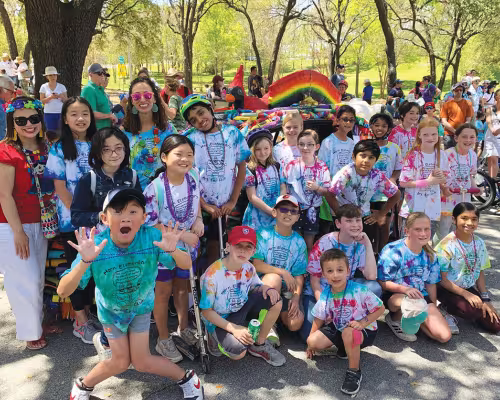 Horn Elementary School’s rainbow art car