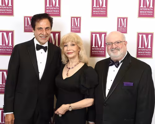 Honorees Dan and Susan Boggio (pictured, left and center) and Interfaith Ministries president and chief executive officer Martin Cominsky