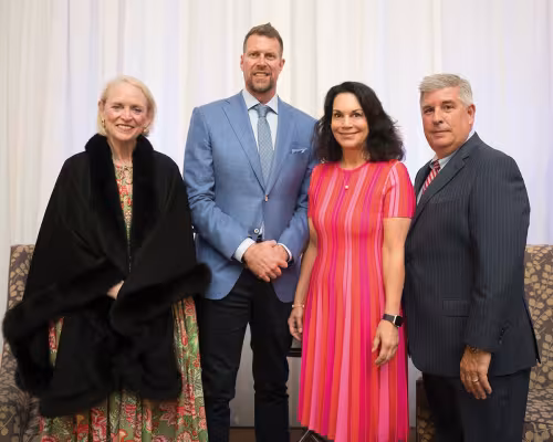Event co-chair Susie Peake, keynote speaker Ryan Leaf, event co-chair Poppi Massey, and Menninger president and chief executive officer Armando Colombo