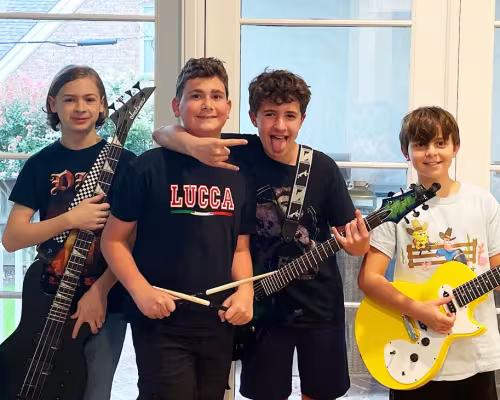 Bandmates Ryder Ponton, Solomon Levin, Lucas Wilson, and George Fellows