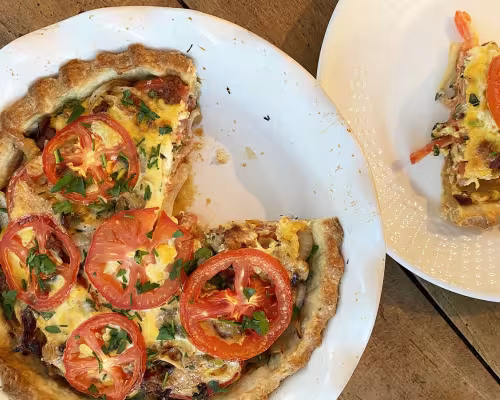 Summer Tomato, Herb, and Bacon Pie