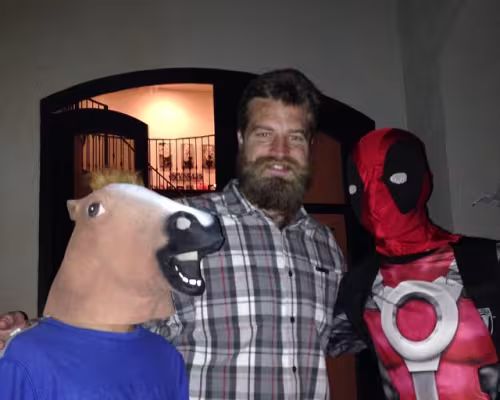 Pictured here are (from left to right) freshman Gary Wen, Texans Quarterback Ryan Fitzpatrick, and freshman Jakin Cordova.