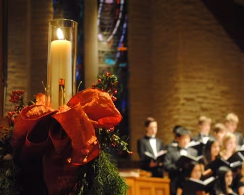 Decorations sparkle in St. John the Divine at Candlelight, an annual Christmas concert for the entire school.