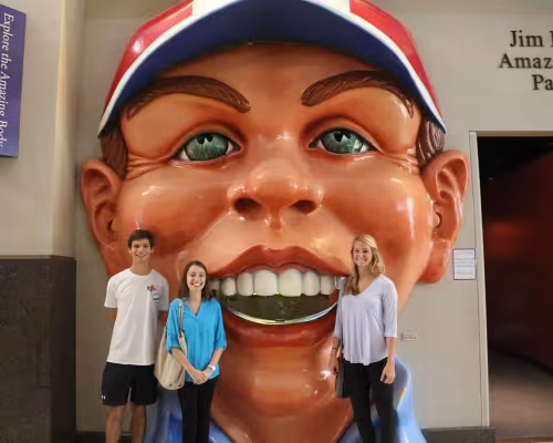 The face has become a symbol for The Health Museum. Intern Alex Daily admits it used to terrify her as a child.