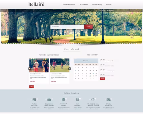 A glimpse of the new website design for the City of Bellaire.